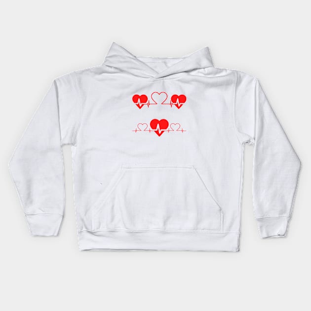 Red Heartbeat Kids Hoodie by GoodyL